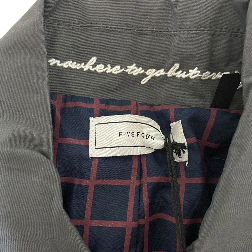 FIVEFOUR NWT Blaine Charcoal Gray Jacket Cotton Lightweight Coat Plaid‎ Lined L